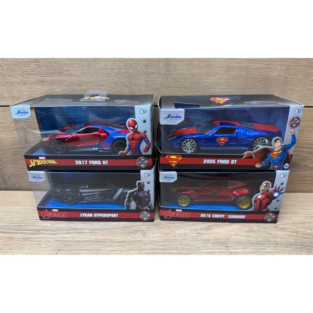 Jada Hollywood Rides 1/32 Scale Lot of 4 Superman Spider-man Iron-man Bk Panther